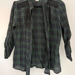Love Squared Green and Black Plaid Shirt